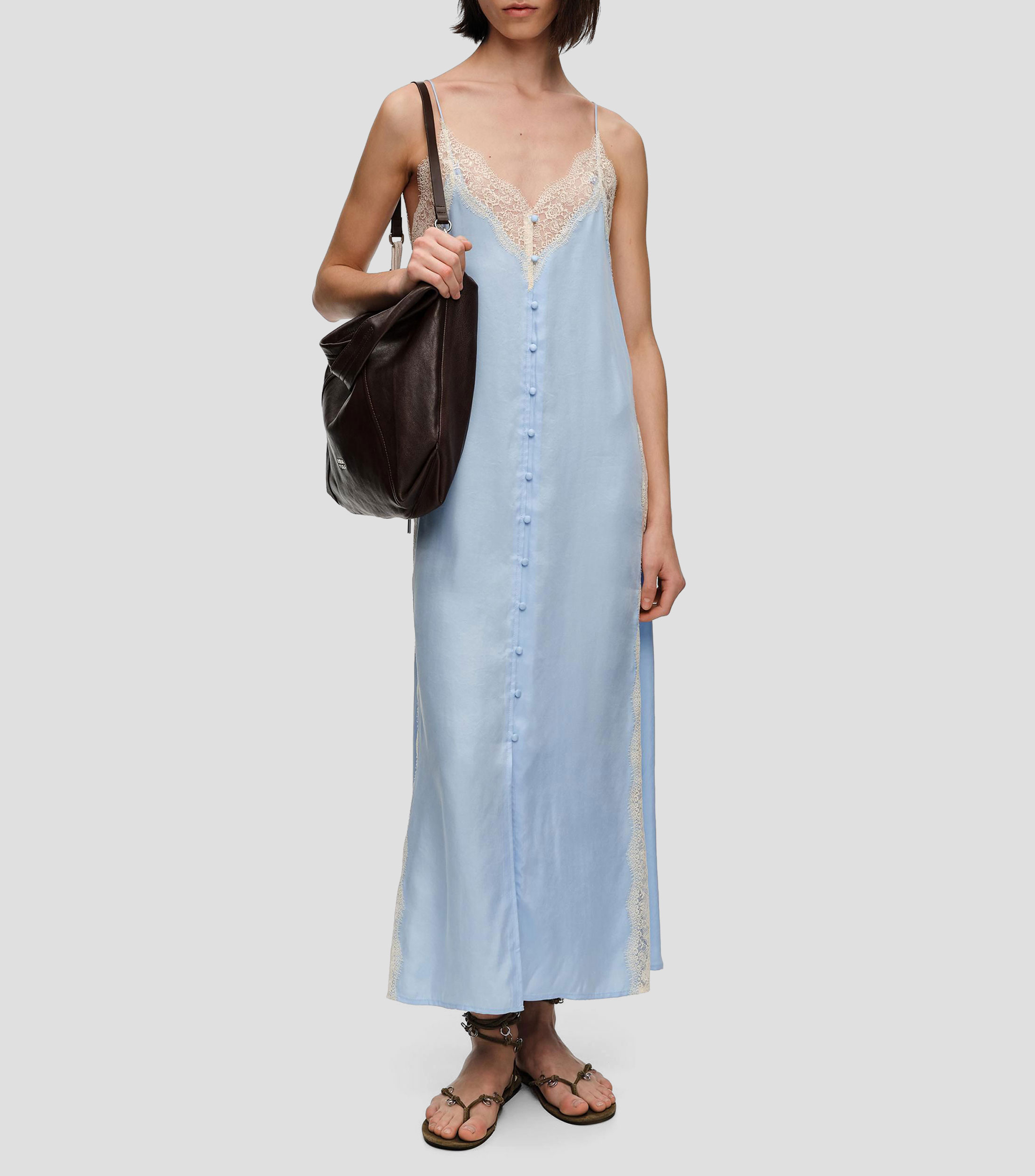 Vestido midi liso Mujer